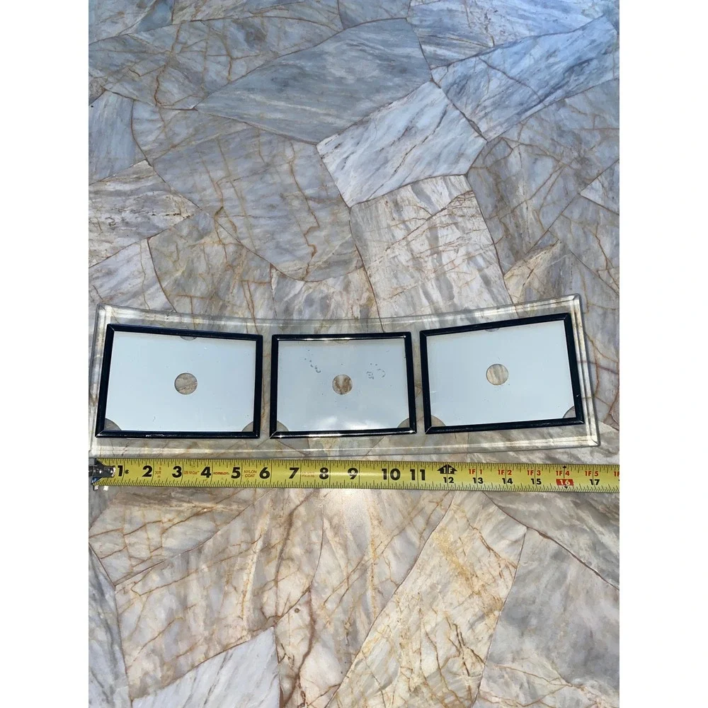 Modern Curved Glass Triple Picture Frame Black Trim Beveled Edge 4x6 Photos